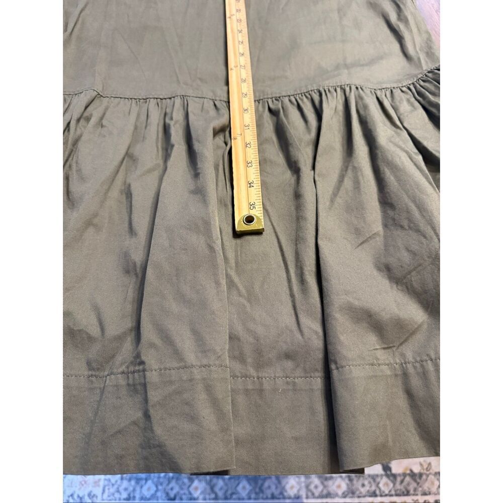 Free Assembly Women XSMALL Ruffle Neck Midi Dress Short Sleeve Army Olive Green - Picture 6 of 6